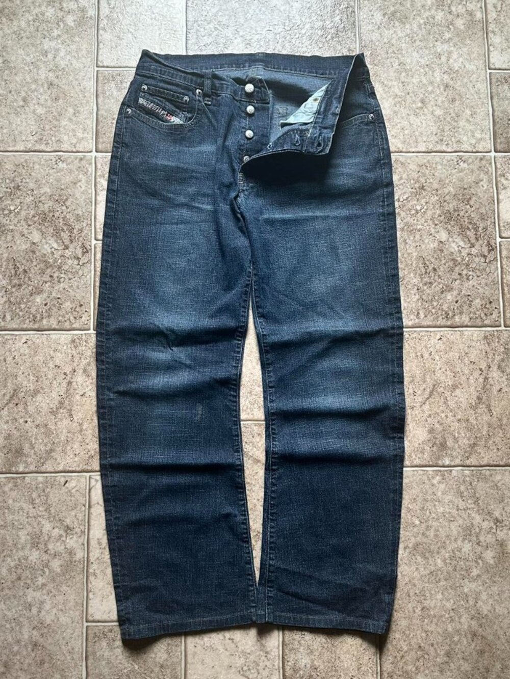 Diesel Men's Navy and Blue Jeans